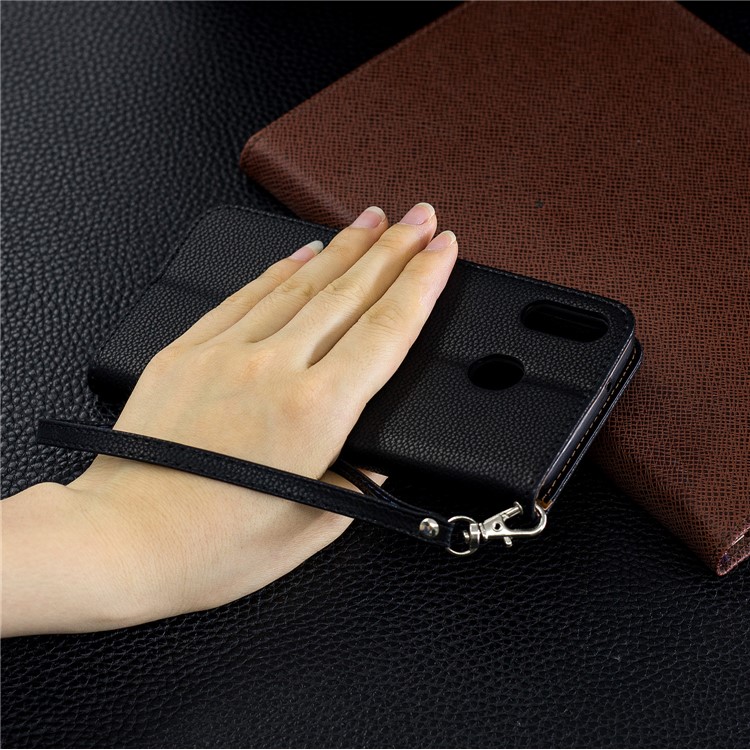 Litchi Texture Wallet Stand Protective Leather Cover for Samsung Galaxy M20 - Black-9