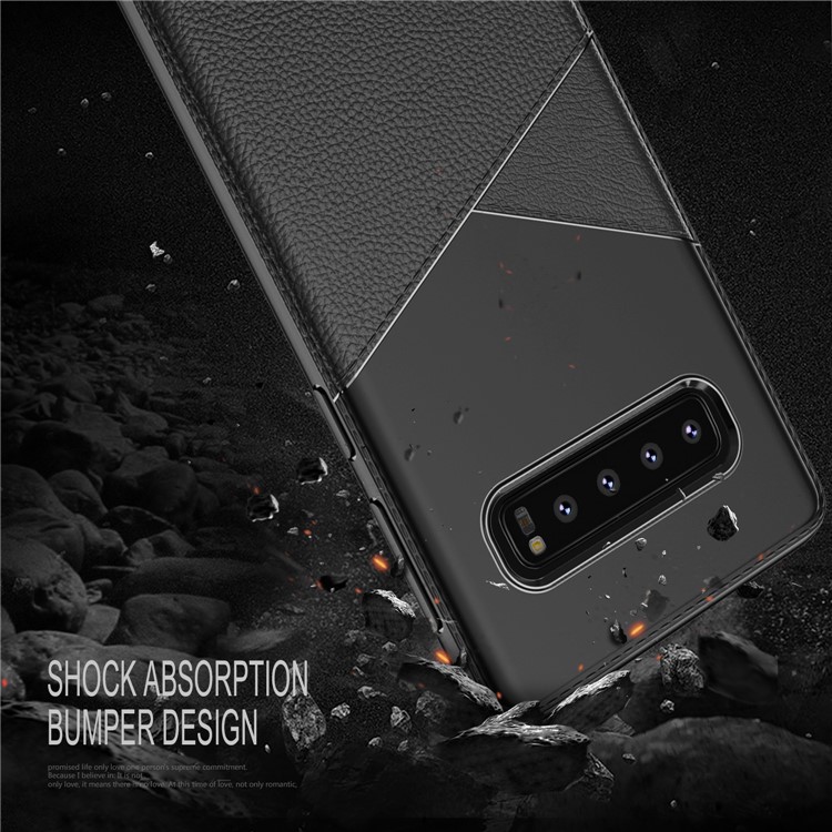 Shock-absorbing PU Leather Coated TPU Phone Case for Samsung Galaxy S10 5G - Black-9