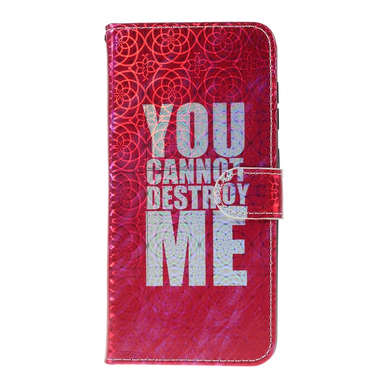 Laser Carving Pattern Printing Wallet Leather Case with Strap for Samsung Galaxy A50 - You Can Not Destroy Me-1