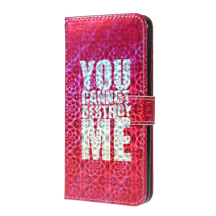 Laser Carving Pattern Printing Wallet Leather Case with Strap for Samsung Galaxy A50 - You Can Not Destroy Me-5