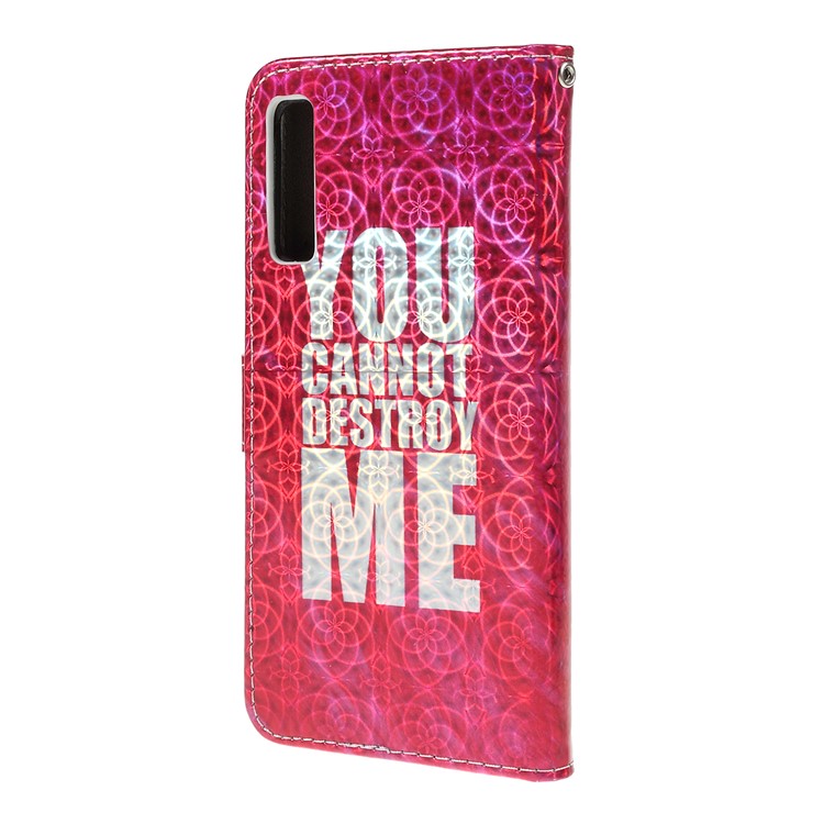 Laser Carving Pattern Printing Wallet Leather Case with Strap for Samsung Galaxy A50 - You Can Not Destroy Me-6