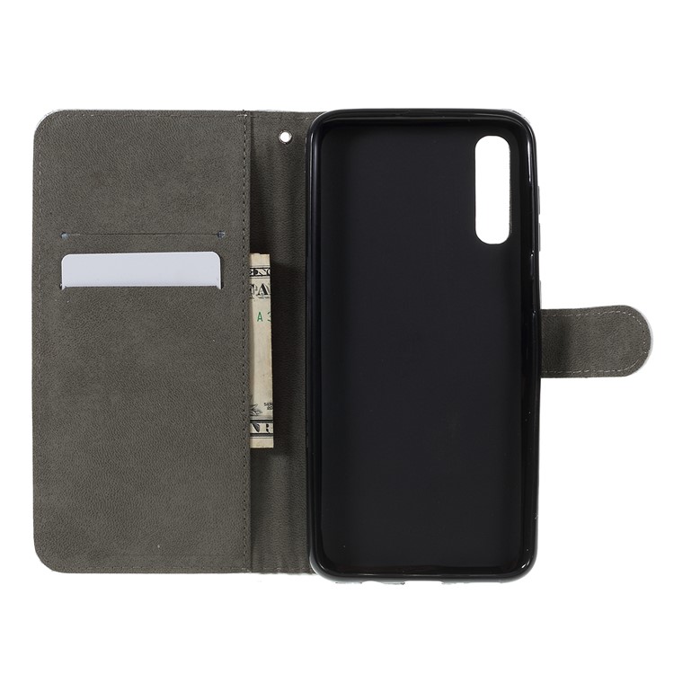 Laser Carving Pattern Printing Wallet Leather Case with Strap for Samsung Galaxy A50 - You Can Not Destroy Me-7