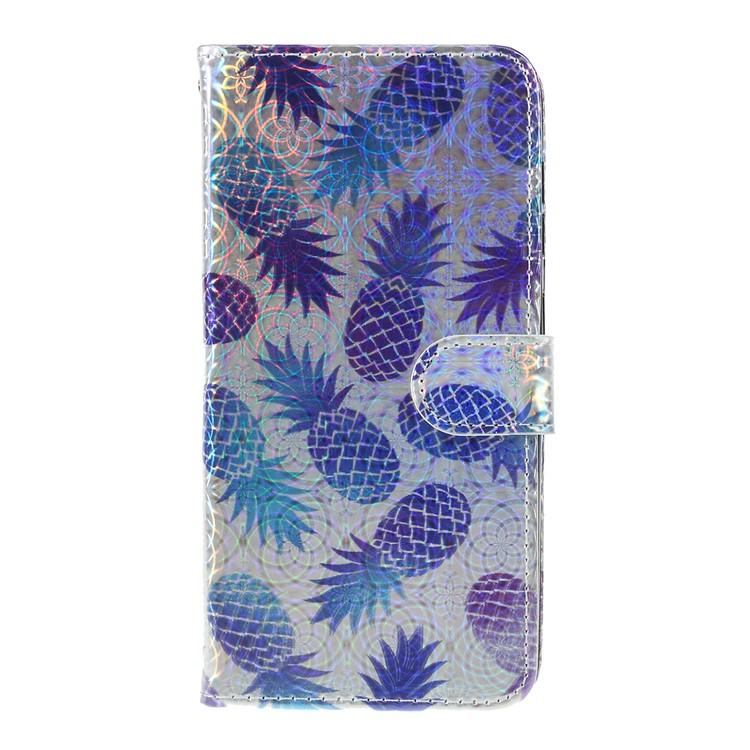 Laser Carving Pattern Printing Wallet Leather Case with Strap for Samsung Galaxy A50 / A50s / A30s - Pineapple-1