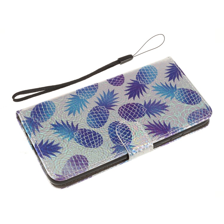 Laser Carving Pattern Printing Wallet Leather Case with Strap for Samsung Galaxy A50 / A50s / A30s - Pineapple-4