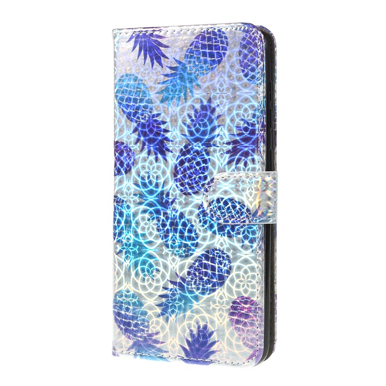 Laser Carving Pattern Printing Wallet Leather Case with Strap for Samsung Galaxy A50 / A50s / A30s - Pineapple-5