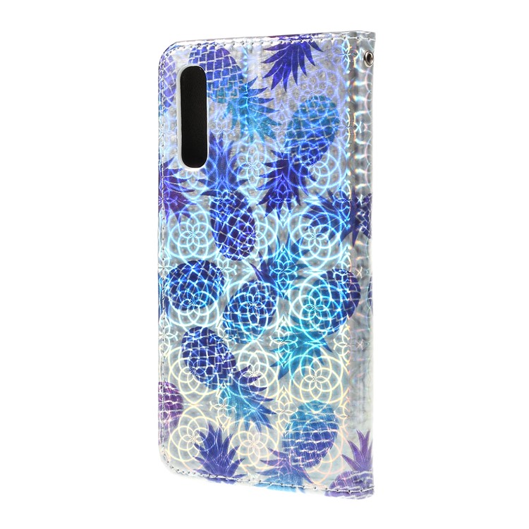 Laser Carving Pattern Printing Wallet Leather Case with Strap for Samsung Galaxy A50 / A50s / A30s - Pineapple-6