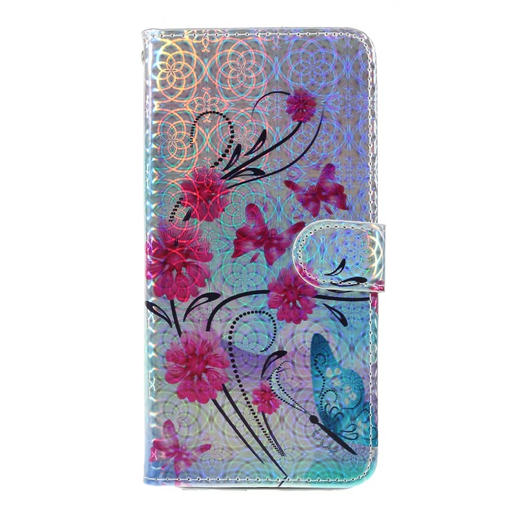 Laser Carving Pattern Printing Wallet Leather Case with Strap for Samsung Galaxy A50 / A50s / A30s - Flower and Butterfly-1