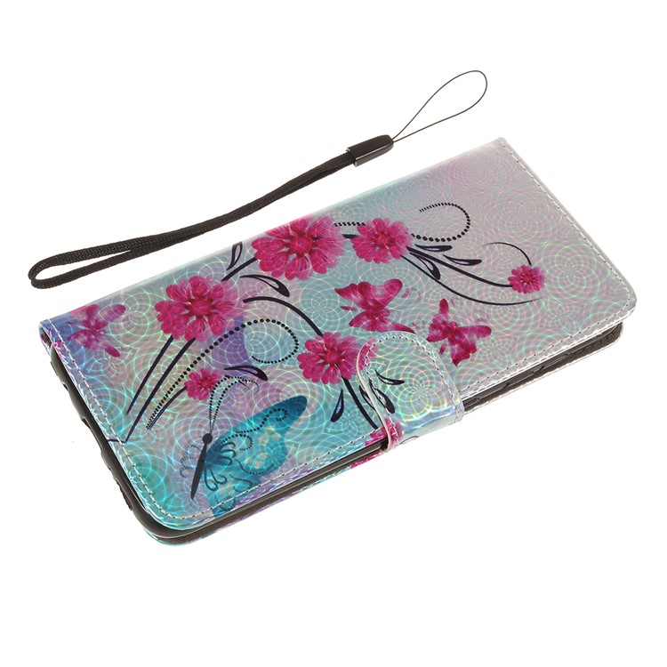 Laser Carving Pattern Printing Wallet Leather Case with Strap for Samsung Galaxy A50 / A50s / A30s - Flower and Butterfly-4