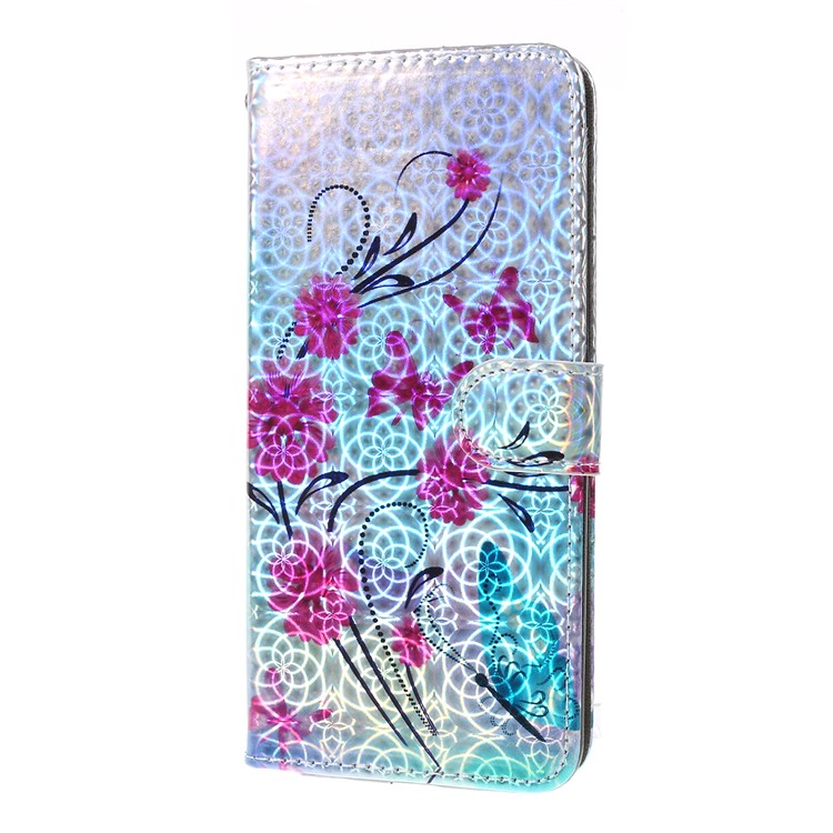 Laser Carving Pattern Printing Wallet Leather Case with Strap for Samsung Galaxy A50 / A50s / A30s - Flower and Butterfly-5