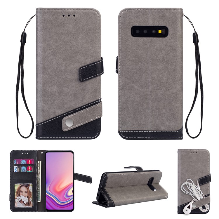 

Contrast Color Litchi Texture PU Leather Cell Phone Case for Samsung Galaxy S10 Plus - Grey, Galaxy S10 Plus