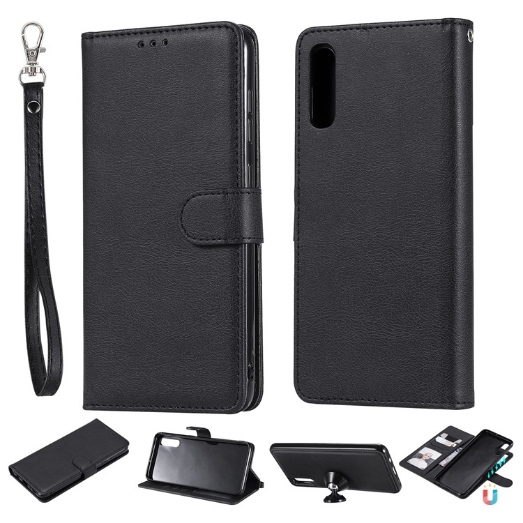 Magnetic Detachable 2-in-1 Wallet Leather Stand Case for Samsung Galaxy A70 - Black-1