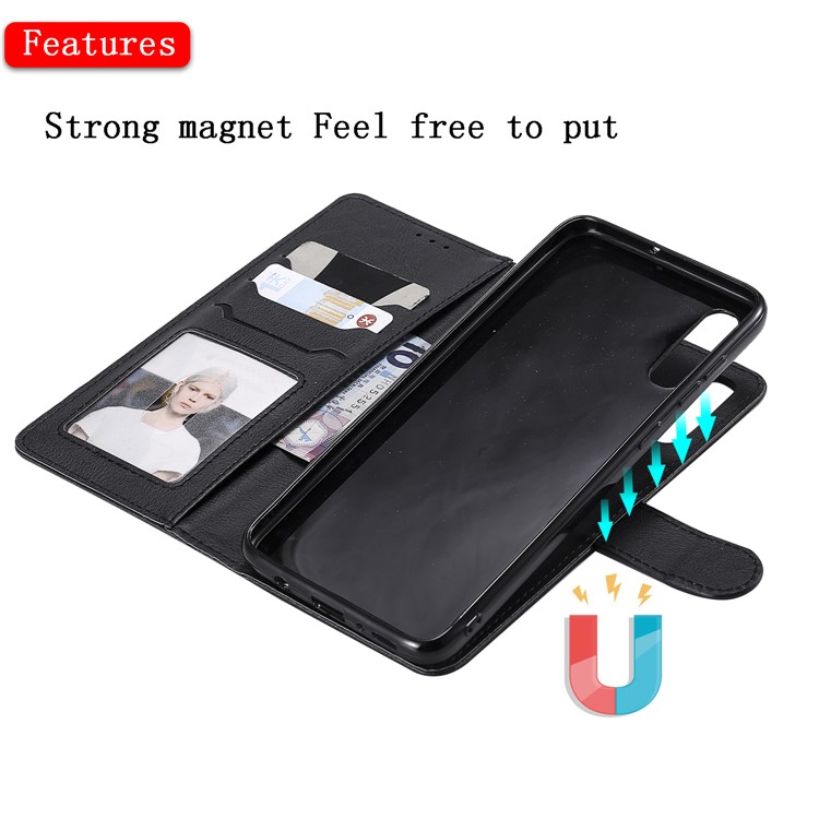 Magnetic Detachable 2-in-1 Wallet Leather Stand Case for Samsung Galaxy A70 - Black-7