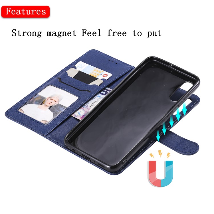 Magnetic Detachable 2-in-1 Wallet Leather Stand Case for Samsung Galaxy A70 - Blue-7