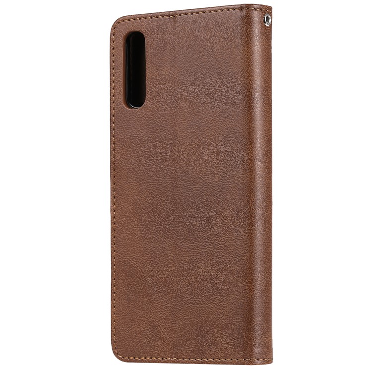 Caixa Destacável Magnética Do Suporte Do Couro Da Carteira 2 In-1 Para A Galáxia A70 De Samsung - Castanho-3