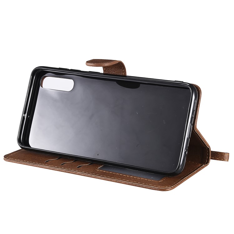 Caixa Destacável Magnética Do Suporte Do Couro Da Carteira 2 In-1 Para A Galáxia A70 De Samsung - Castanho-5