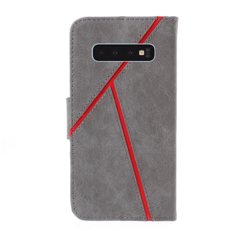 Business Style Splicing Leather Wallet Case for Samsung Galaxy S10 - Grey-2