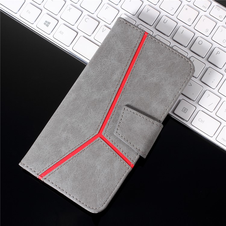 Business Style Splicing Leather Wallet Case for Samsung Galaxy S10 - Grey-7