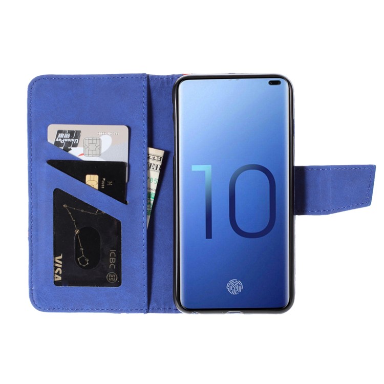 Business Style Splicing Leather Wallet Case for Samsung Galaxy S10 - Blue-3