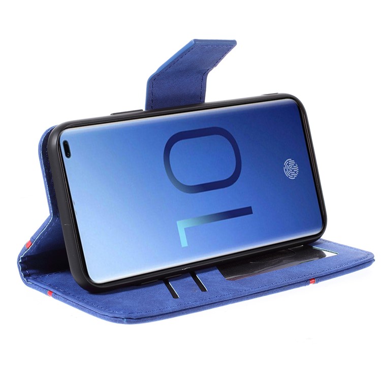 Business Style Splicing Leather Wallet Case for Samsung Galaxy S10 - Blue-4