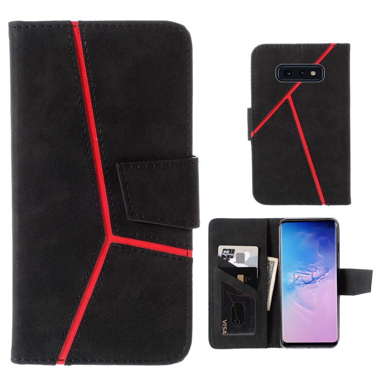 Business Splicing Wallet Stand Leather Cover for Samsung Galaxy S10e - Black-1