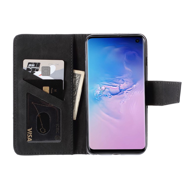 Business Splicing Wallet Stand Leather Cover for Samsung Galaxy S10e - Black-3