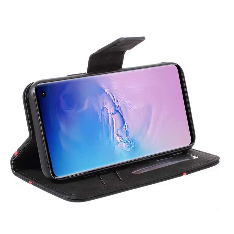 Business Splicing Wallet Stand Leather Cover for Samsung Galaxy S10e - Black-4
