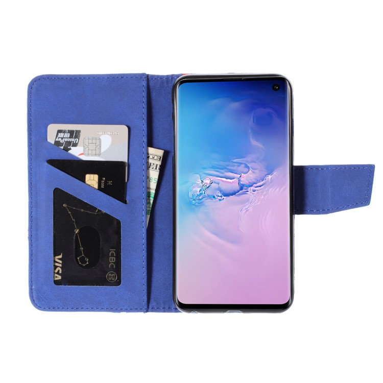 Business Splicing Wallet Stand Leather Cover for Samsung Galaxy S10e - Blue-3