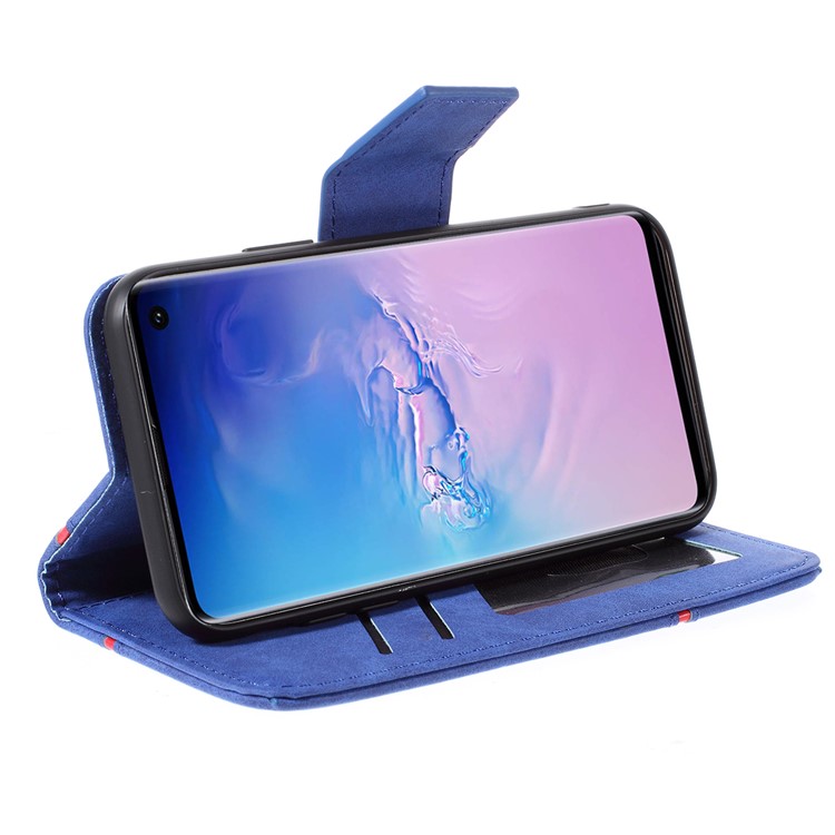 Business Splicing Wallet Stand Leather Cover for Samsung Galaxy S10e - Blue-4