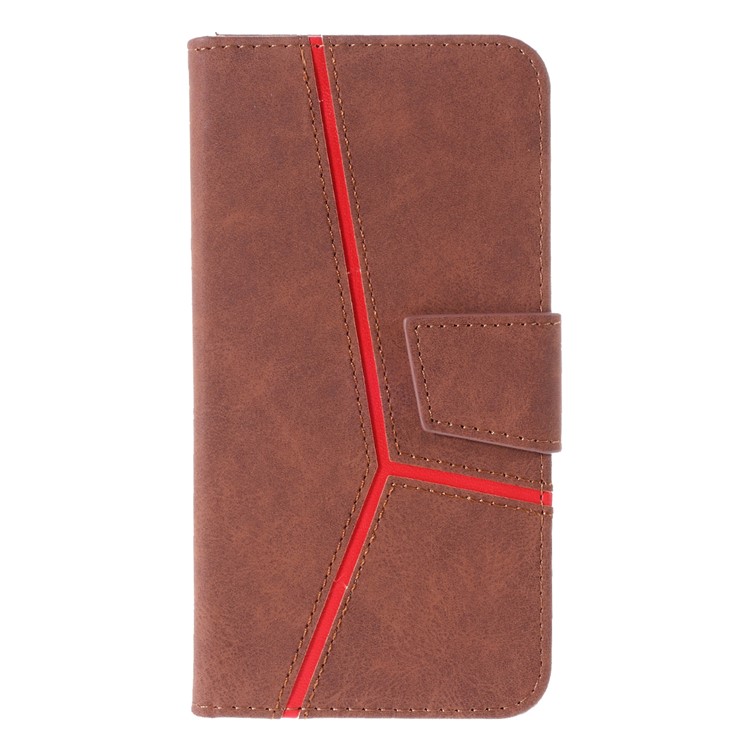 Business Splicing Wallet Stand Leather Cover for Samsung Galaxy S10e - Brown-1