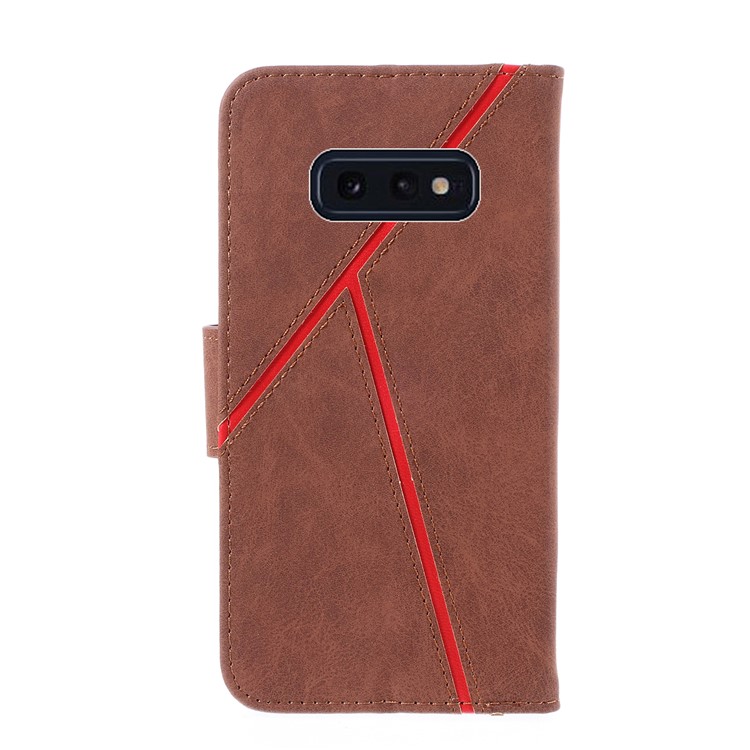 Business Splicing Wallet Stand Leather Cover for Samsung Galaxy S10e - Brown-2