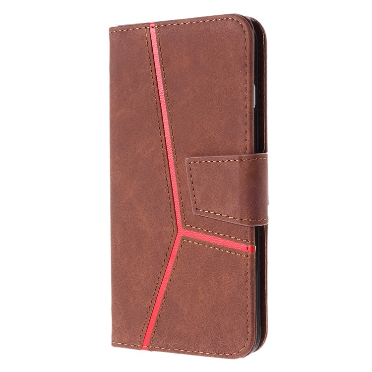 Business Splicing Wallet Stand Leather Cover for Samsung Galaxy S10e - Brown-5