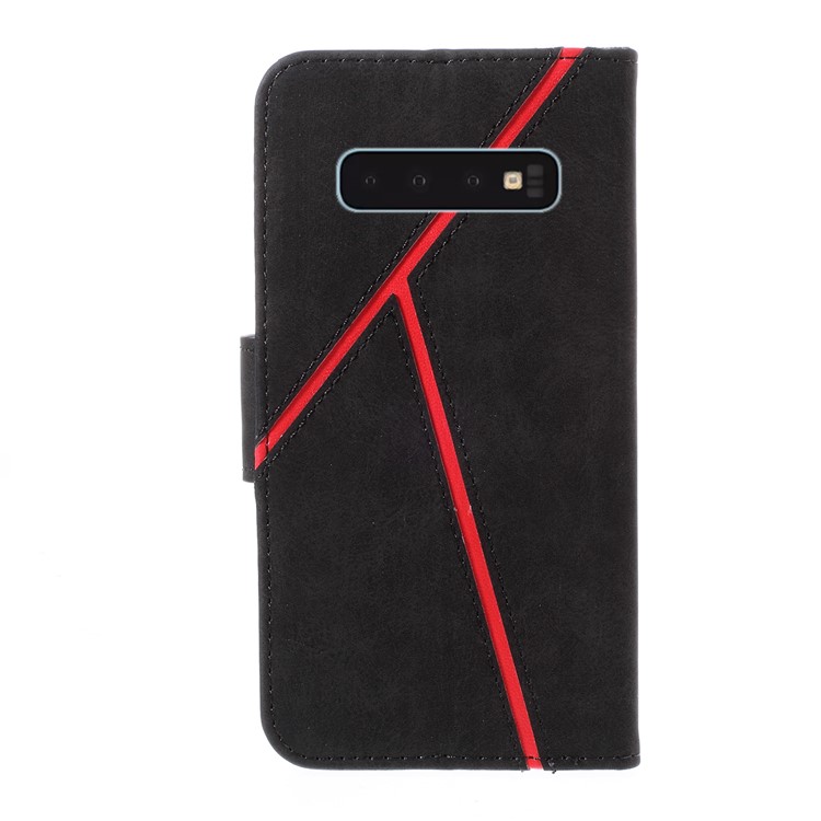 Business Splicing Wallet Stand Leather Cover for Samsung Galaxy S10 Plus - Black-2