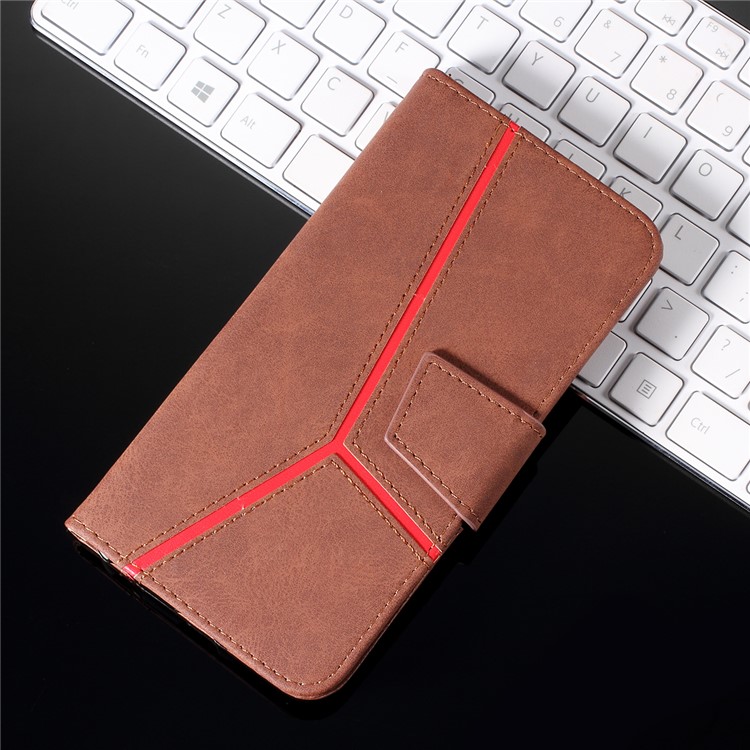 Business Splicing Wallet Stand Leather Cover for Samsung Galaxy S10 Plus - Brown-7