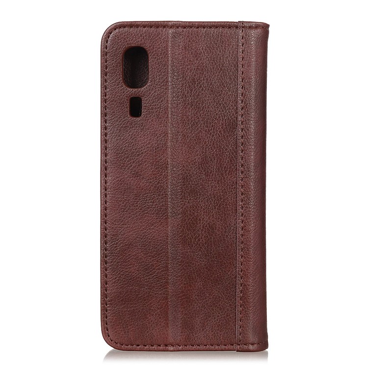Auto-absorbed Litchi Texture Split Leather Cell Phone Case for Samsung Galaxy A2 Core - Brown-8