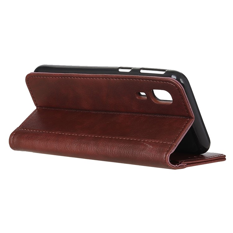 Auto-absorbed Litchi Texture Split Leather Cell Phone Case for Samsung Galaxy A2 Core - Brown-9