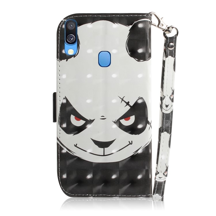 Mobile Stampa Leggera Decorazione in Pelle Protezione in Pelle Per Samsung Galaxy A40 - Panda Pattern-3