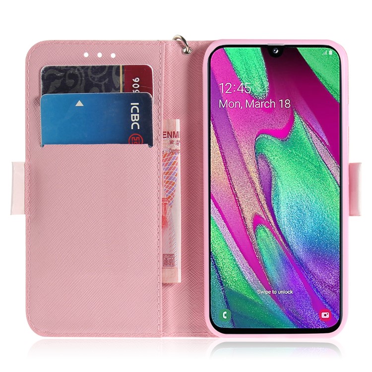 Pattern Printing Light Spot Decor Leather Protection Case for Samsung Galaxy A40 - Panda and Hearts-7