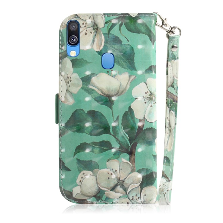 Pattern Printing Light Spot Decor Leather Protection Case for Samsung Galaxy A40 - Beautiful Flowers-3