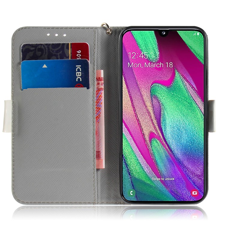 Pattern Printing Light Spot Decor Leather Protection Case for Samsung Galaxy A40 - Beautiful Flowers-7