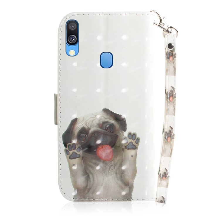 Pattern Printing Light Spot Decor Leather Protection Case for Samsung Galaxy A40 - Dog-3