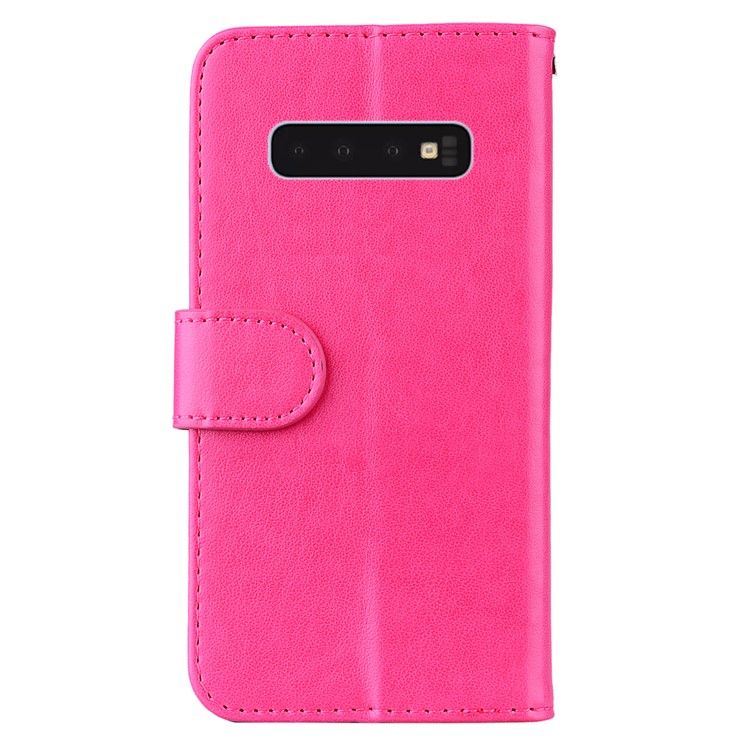 For Samsung Galaxy S10 Leather Stand Casing Cover / Flash Powder Decor Imprint Unicorn - Rose-2
