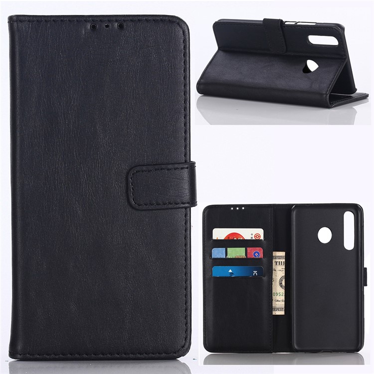 Crazy Horse Leather Wallet Protection Cover for Samsung Galaxy M30 / A40s - Black-1