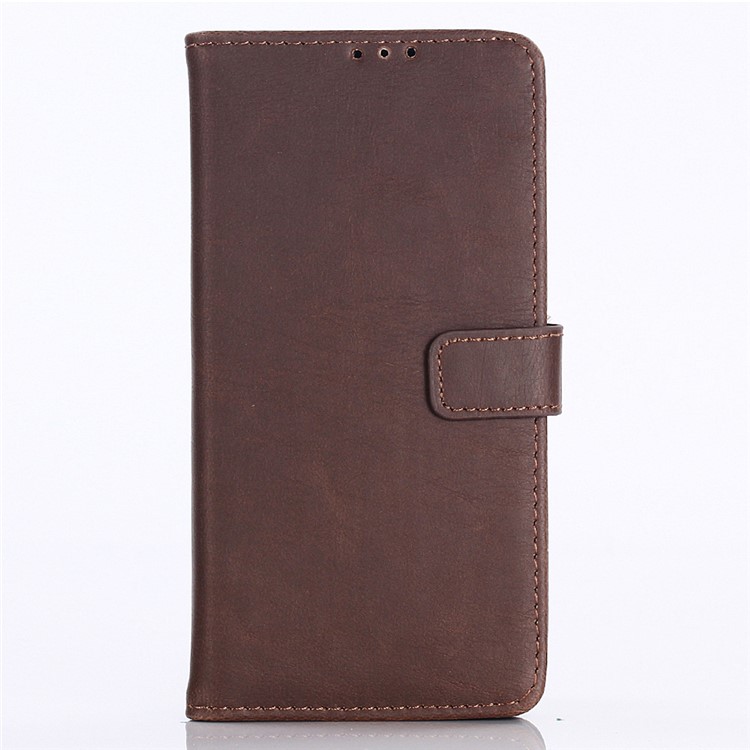 Crazy Horse Leather Wallet Protection Cover for Samsung Galaxy M30 / A40s - Coffee-1