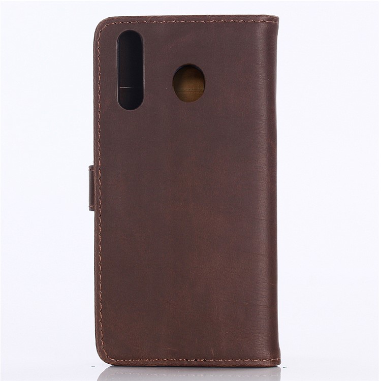 Crazy Horse Leather Wallet Protection Cover for Samsung Galaxy M30 / A40s - Coffee-2