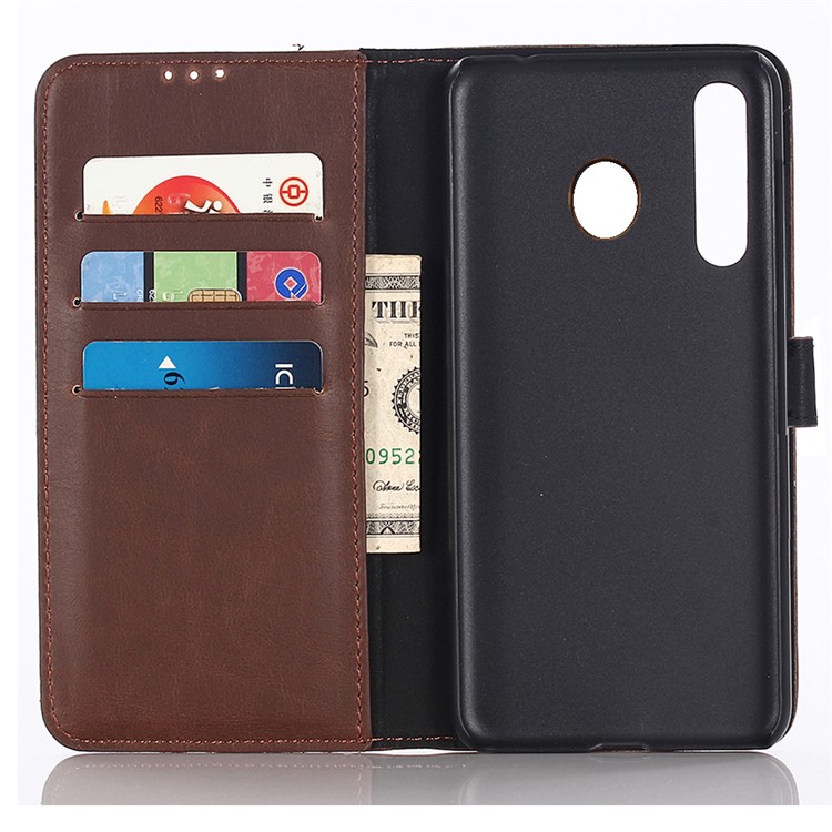 Crazy Horse Leather Wallet Protection Cover for Samsung Galaxy M30 / A40s - Coffee-3