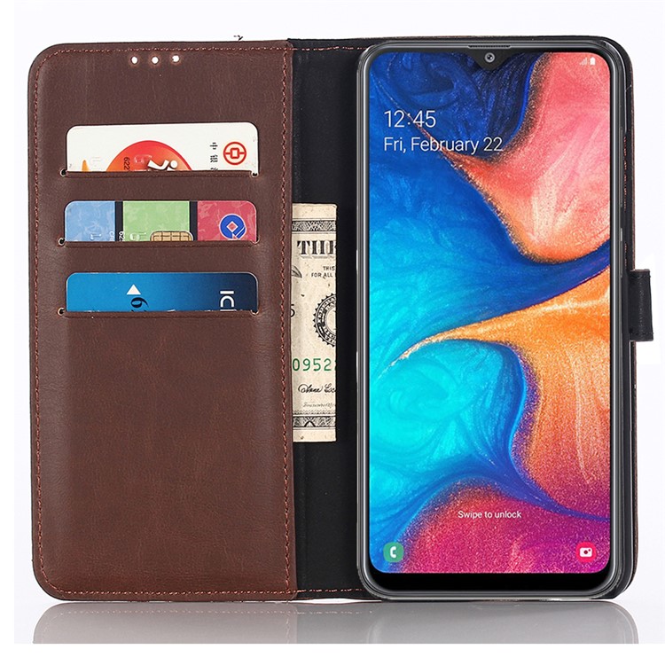 Crazy Horse Leather Wallet Protection Cover for Samsung Galaxy M30 / A40s - Coffee-7