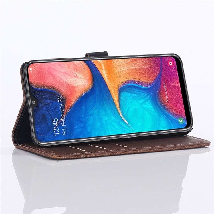 Crazy Horse Leather Wallet Protection Cover for Samsung Galaxy M30 / A40s - Coffee-8