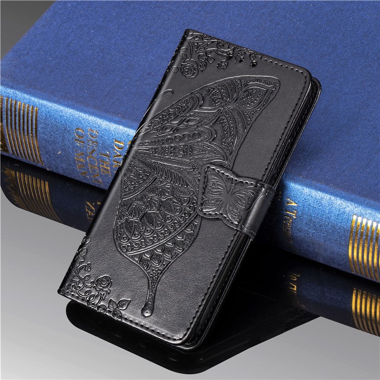 Imprint Butterfly Flower Leather Wallet Stand Phone Cover for Samsung Galaxy S10 Plus - Black-13