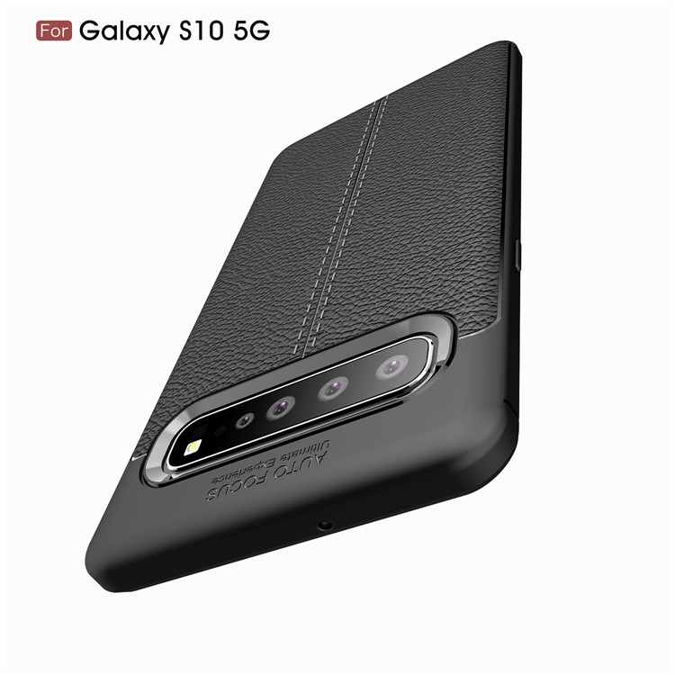 Litchi Grain Soft TPU Back Protection Cover for Samsung Galaxy S10 5G - Black-11