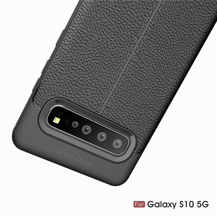 Litchi Grain Soft TPU Back Protection Cover for Samsung Galaxy S10 5G - Black-12